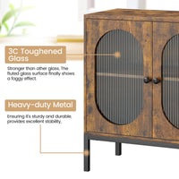 Credenza Garvee da 31'' con frontale in vetro e ripiano regolabile per soggiorno e cucina, marrone rustico