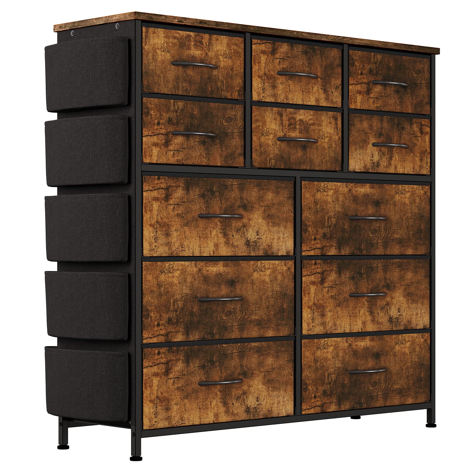 Cassettiera Garvee con 12 cassetti, tessuto, struttura in metallo, piano in legno, per camera da letto e corridoio, robusta