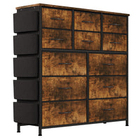 Cassettiera Garvee con 12 cassetti, tessuto, struttura in metallo, piano in legno, per camera da letto e corridoio, robusta