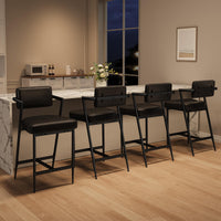 Set di 2 sgabelli da bar Garvee, sedia imbottita con schienale e poggiapiedi per cucina e bar, 26,8 pollici, pelle PU resistente all'acqua, nero