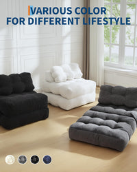 Divano letto pieghevole 3 in 1 Garvee con cuscini, supporto ergonomico per la guida, comfort in schiuma triturata, tessuto in velluto a coste, grigio, singolo, per soggiorno e camera da letto