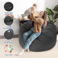 Garvee Grande Pouf Letto in Velluto a Coste 2 in 1, Pieghevole, Lavabile, Grigio Scuro, Soggiorno, Camera da Letto