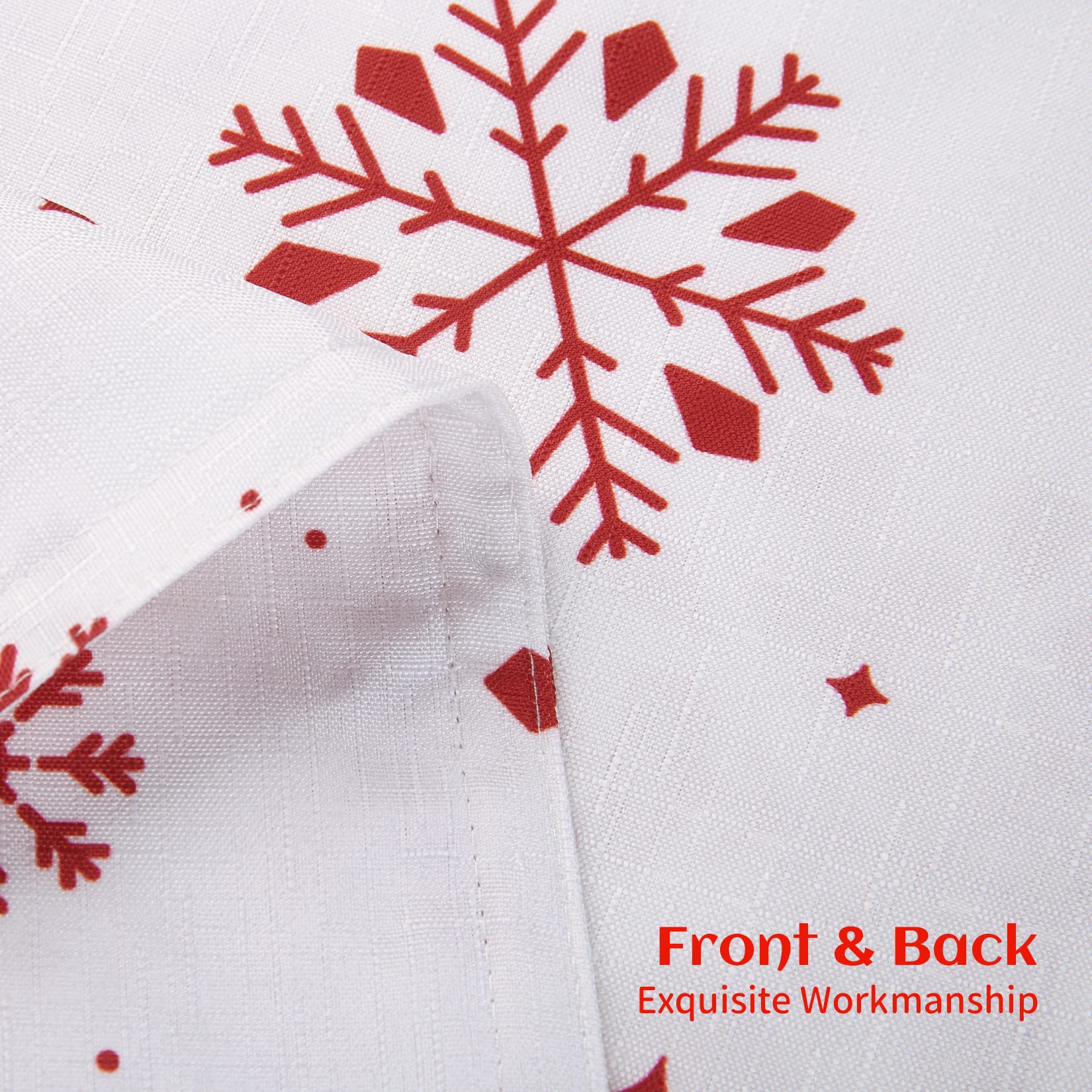 Garvee Tischdecke Natale Rotonda con Motivo Fiocchi di Neve, Doppio Strato 150GSM Poliestere, Resistente all'Acqua e Macchie, Lavabile in Lavatrice, per Cucina e Festa, Rosso, 150cm