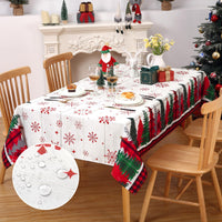 Garvee Nappe De Noël rettangolare 137x200 cm con motivo a spillo, venature del legno, cotone, facile da pulire, decorazione natalizia, runner da tavola festivo