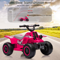 Quad elettrico per bambini Garvee 6V rosso rosa con musica a LED per una guida sicura a partire dai 3 anni, sia all'interno che all'esterno.