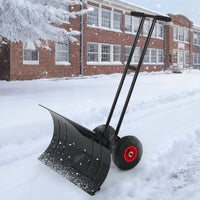 Garvee Höhenverstellbare Schneeschaufel Auf Rädern Ergonomisch Wetterfest Kaltgewalztes Eisen Zusammenklappbar 74cm Schwarz