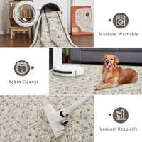 Tappeto Garvee lavabile per soggiorno, motivo floreale vintage, pelo corto, antiscivolo, morbido, per soggiorno, camera da letto, stile rustico, sala da pranzo, cameretta dei bambini, 120x170 cm, beige