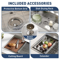 Lavello da cucina Garvee a incasso con rubinetto a molla estraibile, vasca singola in acciaio inossidabile da 30x18x9", accessori, per piano di lavoro della cucina