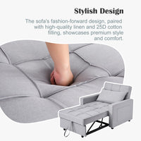 Divano letto/poltrona letto 3 in 1 Garvee con funzione letto, tessuto di lino, salvaspazio, 192 x 96 x 59 cm, grigio