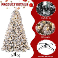 Albero di Natale Artificiale Garvee 137 cm con Effetto Brina e Luci Bianche Calde per Decorazioni Invernali Festive in Soggiorno