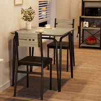 Tavolo da pranzo Garvee per 2 persone con sedie imbottite, legno MDF, struttura in metallo robusto, salvaspazio, piccoli appartamenti, quadrato