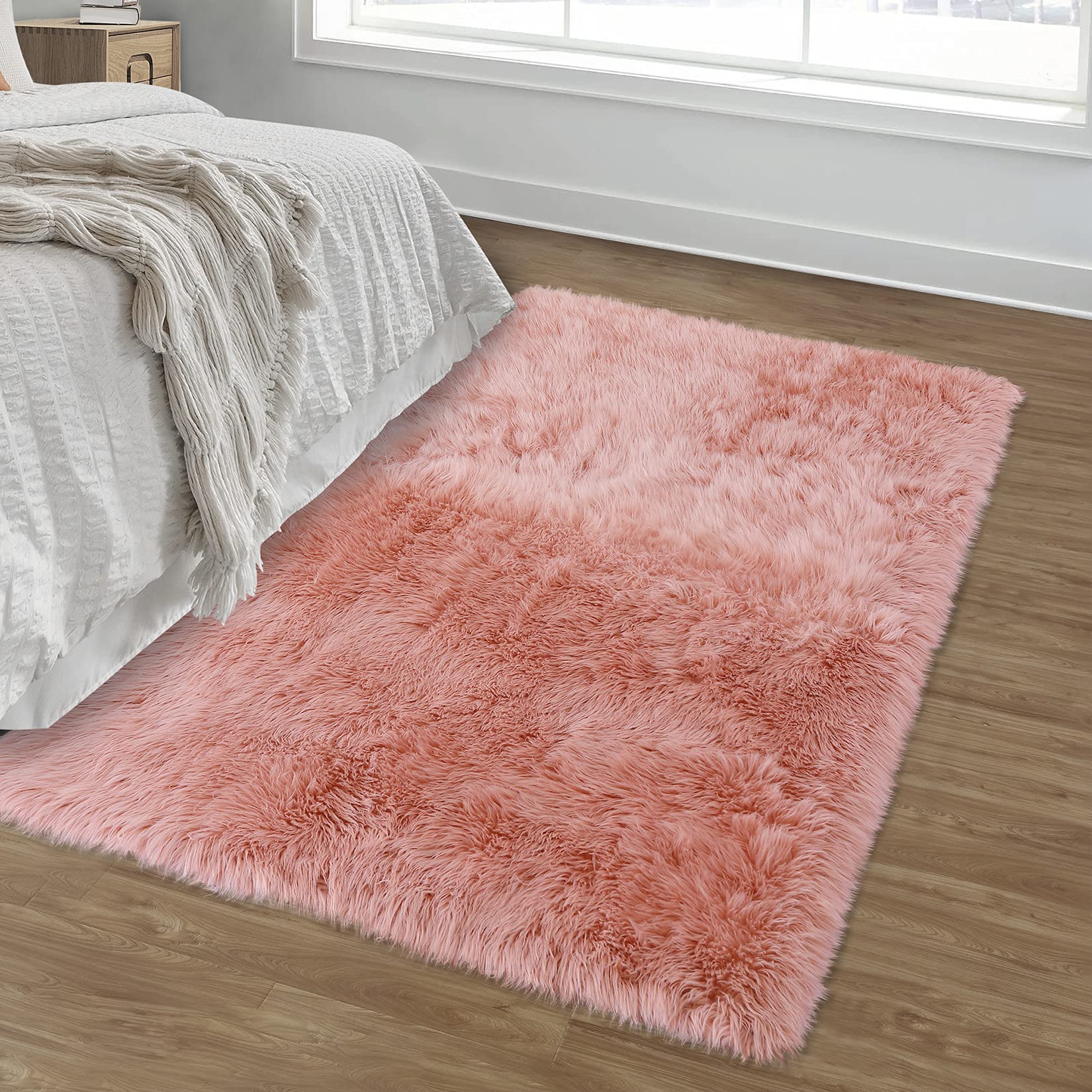 Garvee Tappeto Morbido Finto Pecora Shaggy 1000 GSM, 2.36" Pile, Antiscivolo, Rosa 4x6 Piedi, Rettangolare, Per Camera Bambini e Principesse