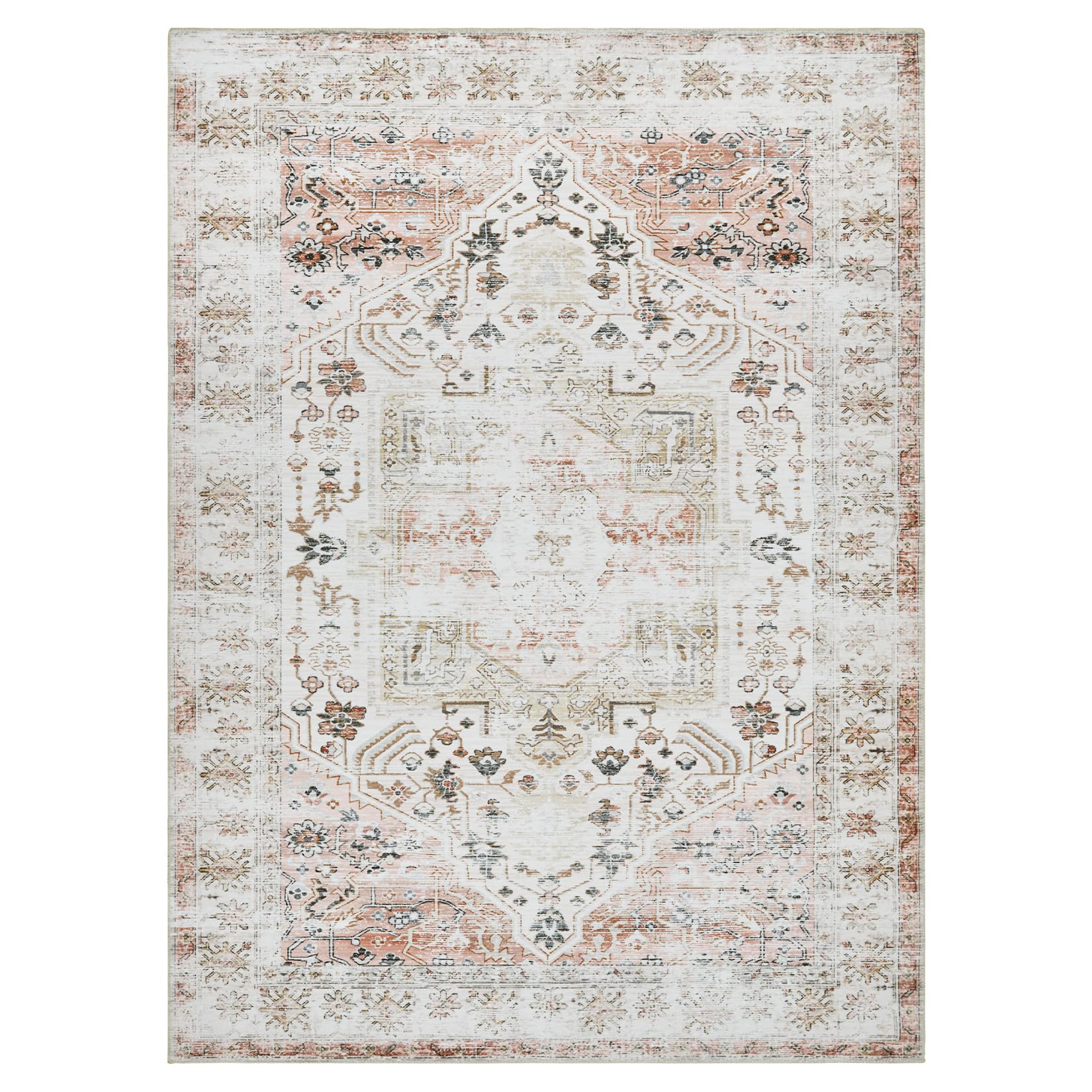 Tappeto vintage GARVEE di grandi dimensioni, 200x290 cm, lavabile, antiscivolo, senza peluche, per soggiorno e camera da letto
