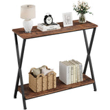 Tavolo consolle stretto Garvee in stile rustico, struttura a X in legno e metallo, soggiorno e corridoio, 31,4"L x 11,8"W x 31,8"H, nero - nero