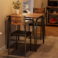 Tavolo da pranzo Garvee per 2 persone con 2 sedie imbottite, set vintage quadrato, piano in MDF, struttura in metallo robusto, cucina e sala da pranzo, salvaspazio