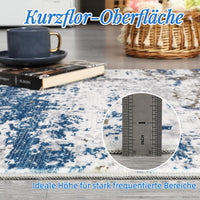 Tappeto lavabile per camera da letto Garvee 80x150 cm Tappeto astratto a pelo corto blu per soggiorno e camera da letto