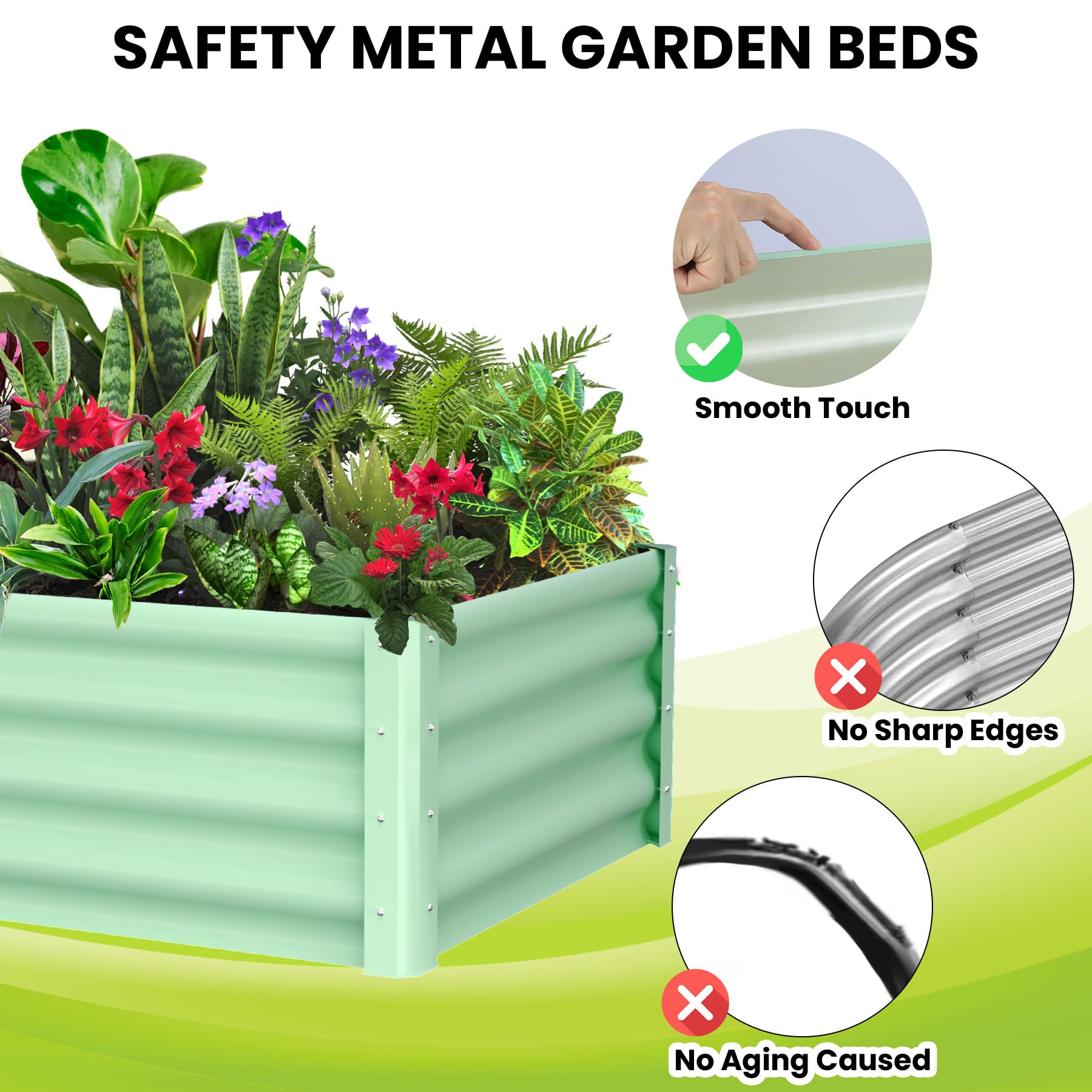 Aiuola rialzata Garvee in metallo, 8x4x2 piedi, fioriera da esterno in acciaio verniciato a polvere antiruggine