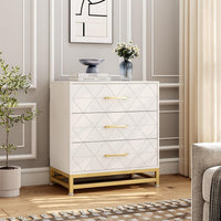 Cassettiera in legno Garvee per camera da letto, 3 cassetti, MDF, bianca, moderna, antipolvere, robusta, compatta, per corridoio o soggiorno