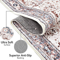 Garvee Teppich Boho Vintage Waschbar Rutschfest Weicher Niedrigflor 120x170cm Rosa Für Wohnzimmer Schlafzimmer Esszimmer