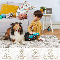 Tappeto moderno astratto Garvee 200x290cm, antiscivolo, lavabile in lavatrice, a pelo corto, beige, per soggiorno e camera da letto