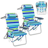 Garvee Sedia Spiaggia con Zaino Alta per Adulti 5 Posizioni Reclinabili Telaio in Alluminio Multifunzione Leggera Pieghevole per Spiaggia e Picnic