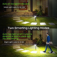 Garvee Luci Solari Da Giardino 4 Pezzi Con Sensore Movimento, ABS Resistente, IP65 Impermeabile, Altezza Regolabile, Per Esterni E Percorsi, Nero