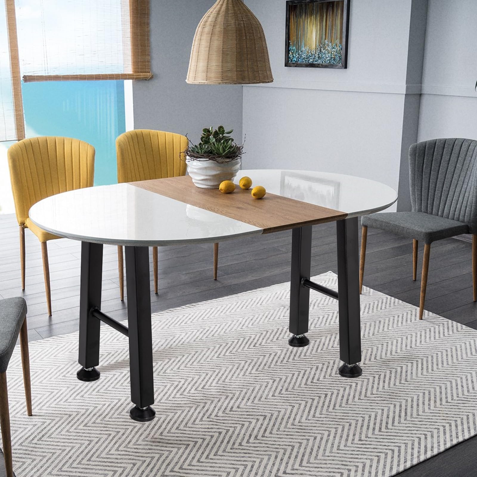 Gambe per tavolo in metallo a forma di X Garvee, altezza 16 pollici, acciaio, verniciatura a polvere nera, stabili e durevoli, fai da te e per interni/esterni