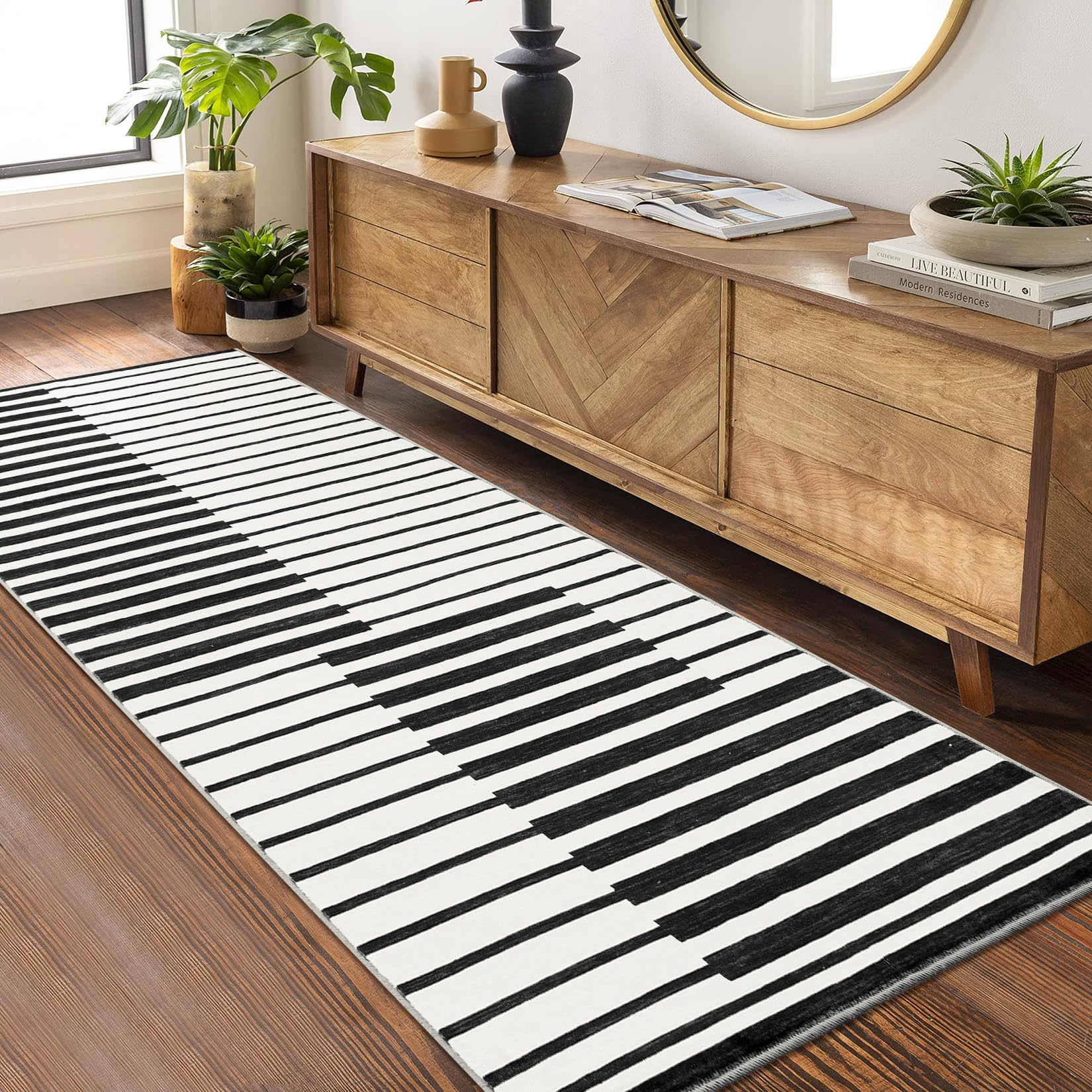 Tappeto Garvee 80x150 lavabile a pelo corto antiscivolo morbido per soggiorno camera da letto cucina corridoio nero