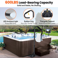 Corrimano per vasca idromassaggio Garvee con luce LED, girevole a 360°, altezza regolabile 35-57", acciaio al carbonio, impugnatura antiscivolo, portasciugamani, per interni ed esterni