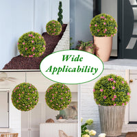 Palla di bosso artificiale Garvee da 20,5" con fiori rosa, materiale PE, per balcone e giardino, set da 2, senza manutenzione e durevole