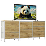 Garvee Cassettiera 8 Cassetti in Tessuto con Top in Legno e Telaio in Metallo per Camera, Soggiorno, Ingresso, 160x68x35 cm, Design Salvaspazio - Naturale