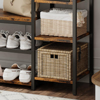 Armadio a muro Garvee 3 in 1 con scarpiera e cassetto per corridoio e ingresso, in legno e metallo, stile rustico moderno, nero/bianco, salvaspazio