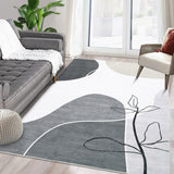 Garvee Tappeto In Poliestere Con Motivo Floreale Geometrico Effetto Cashmere Lavabile Antiscivolo 120x170 Cm Grigio Moderno Soggiorno - Grigio