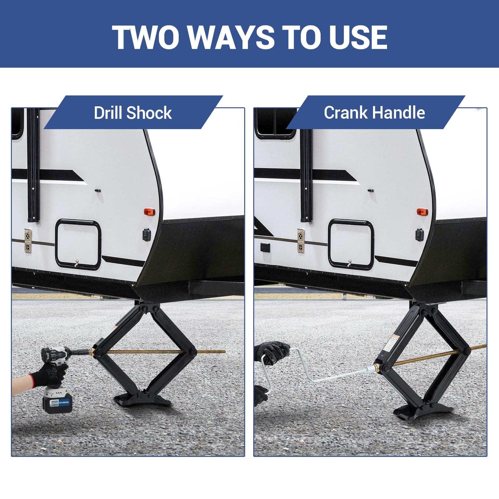 Stabilizzatore per rimorchio da camper Garvee, cric a forbice, capacità di sollevamento di 7500 libbre, altezza regolabile, 4"-24" in acciaio verniciato a polvere per campeggio in roulotte