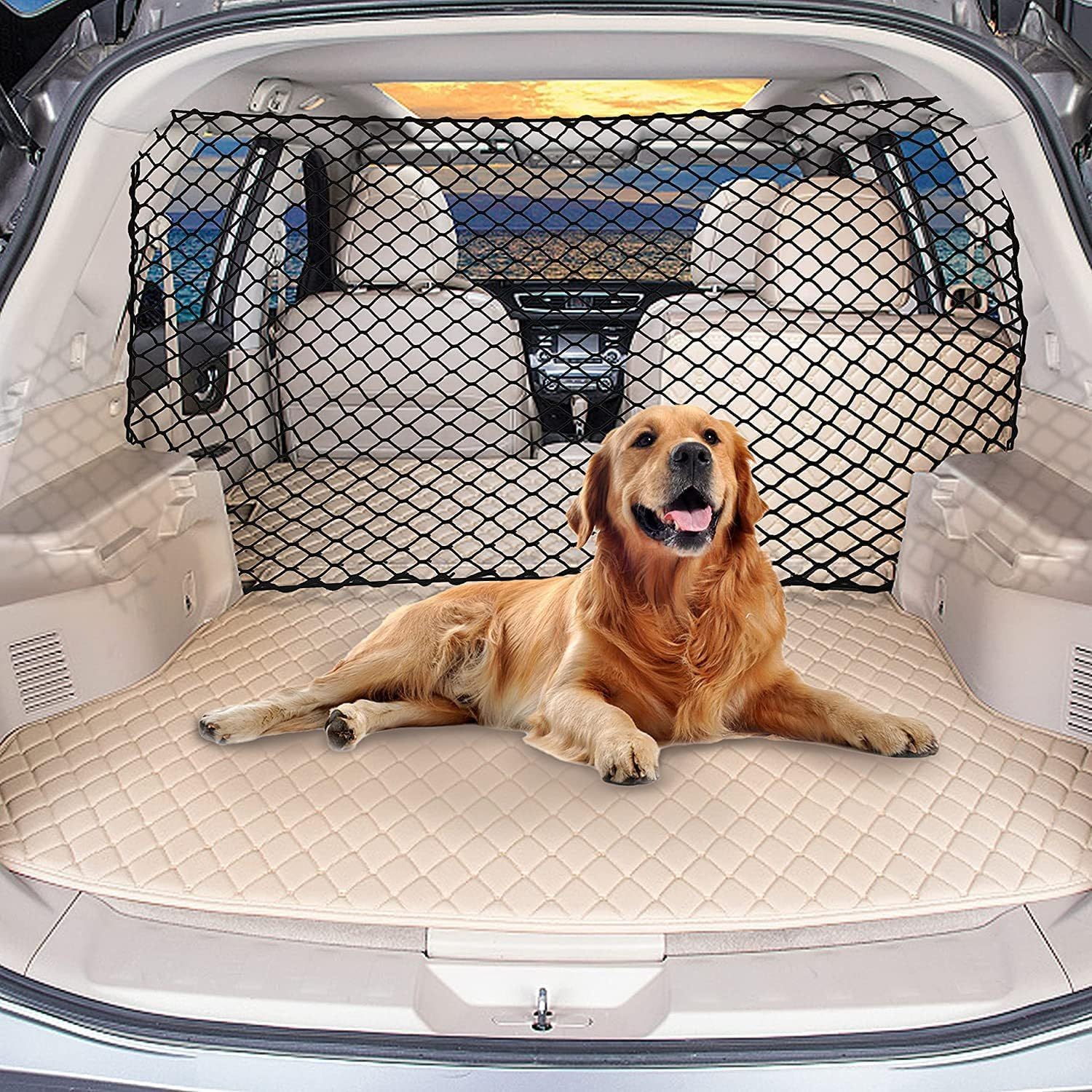 GARVEE Pratica barriera divisoria per bagagliaio, barriera di sicurezza per animali domestici, auto per cani, 120x70 cm, nera