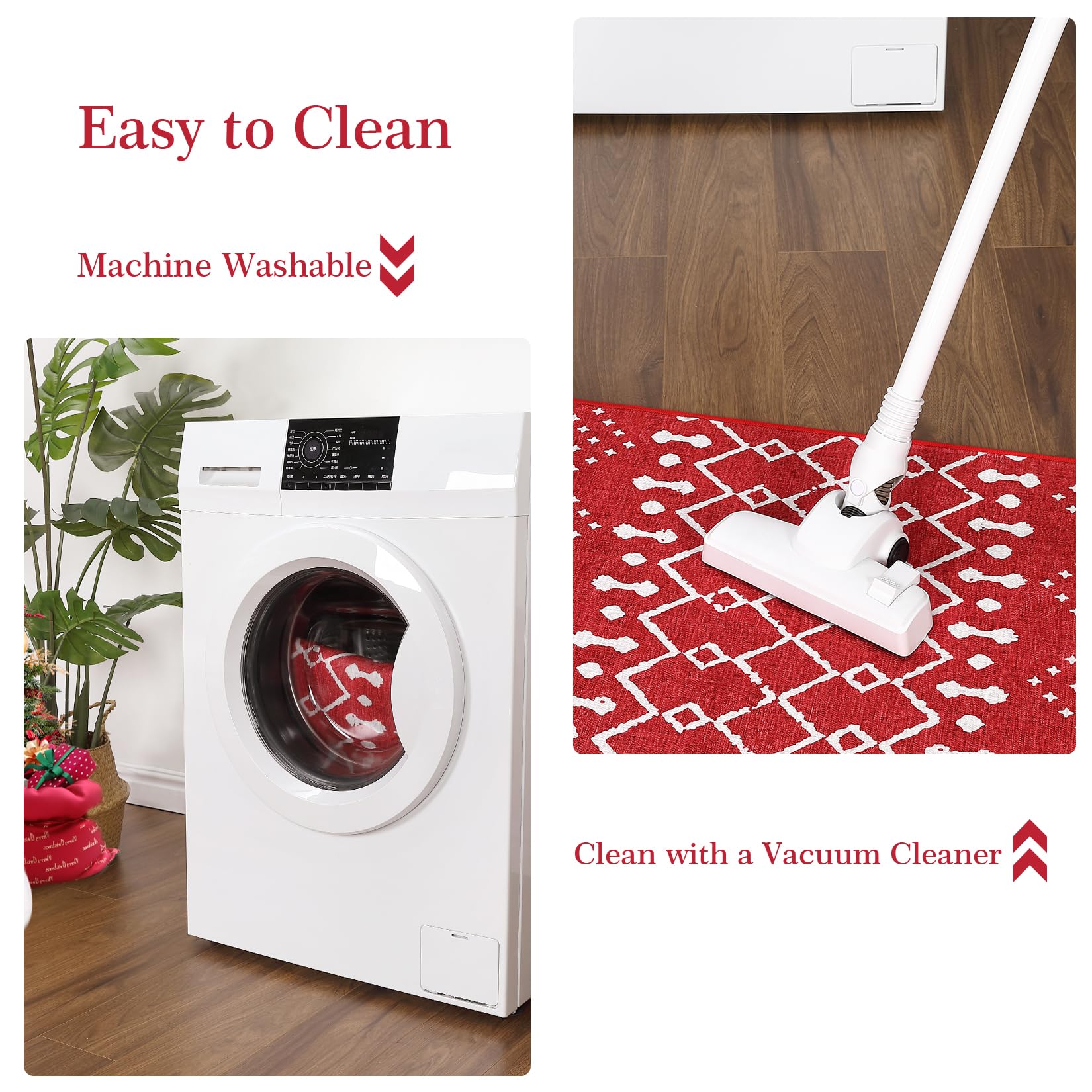 Tappeto natalizio Garvee, antiscivolo, lavabile, resistente alle macchie e all'acqua, per cucina, ingresso, camera da letto, lavanderia, poliestere, morbido