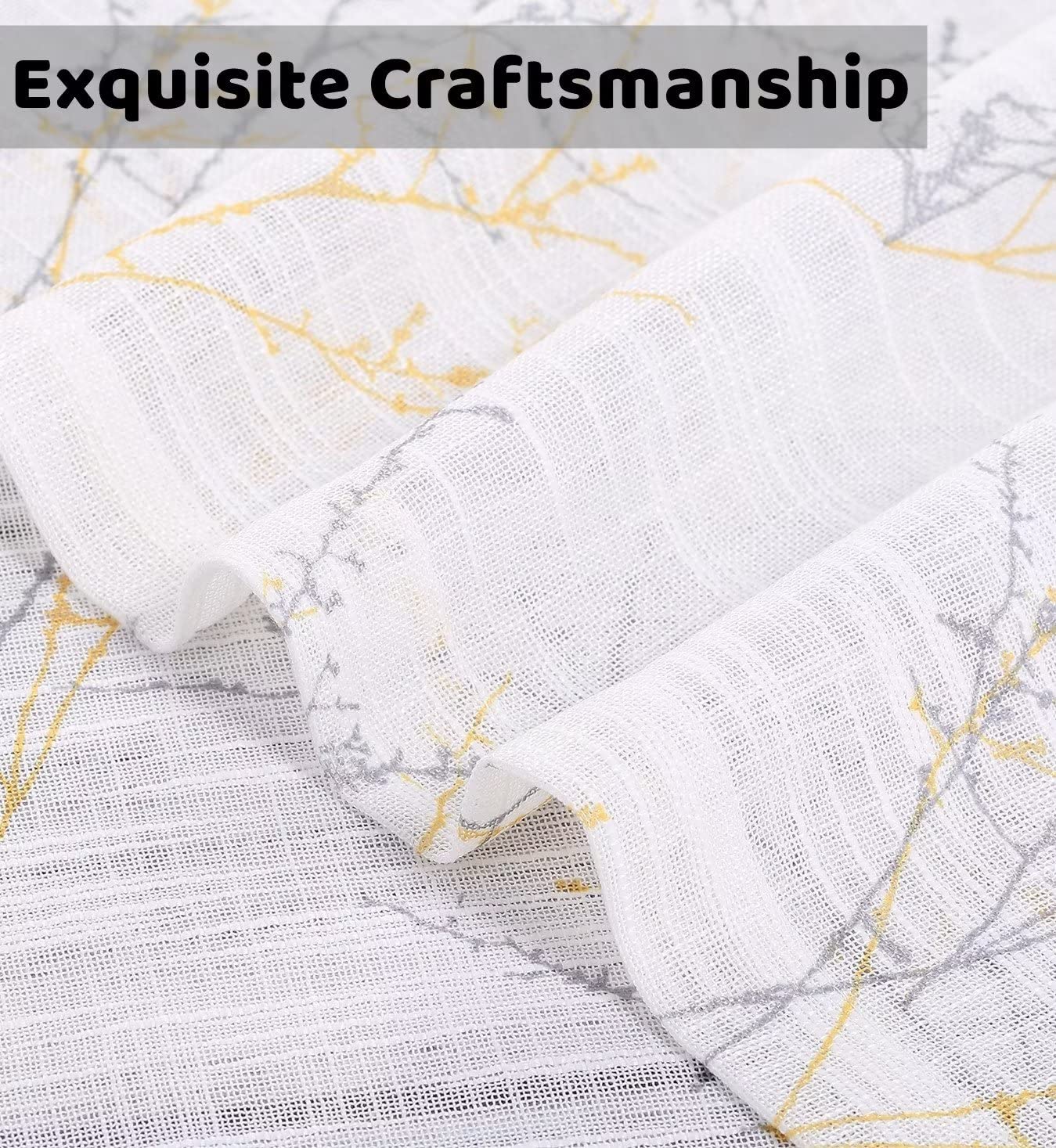 Tende semitrasparenti Garvee con motivo a rami, 26"×36", finto lino, soggiorno, bianco, 2 pezzi