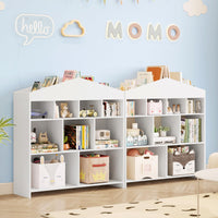 Garvee Libreria per Bambini con 9 Cubi di Stoccaggio, Organizer Giocattoli, Design a Casetta, Legno Robusto, Antiribaltamento, Facile da Pulire, per Cameretta e Asilo, 39.4x40.7x11.8 Pollici, Naturale