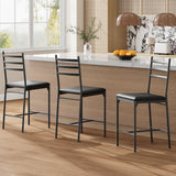 Set di 2 sgabelli da bar Garvee, metallo, seduta imbottita in similpelle, schienale ergonomico, per cucina e bar, robusti, neri - Come mostrato