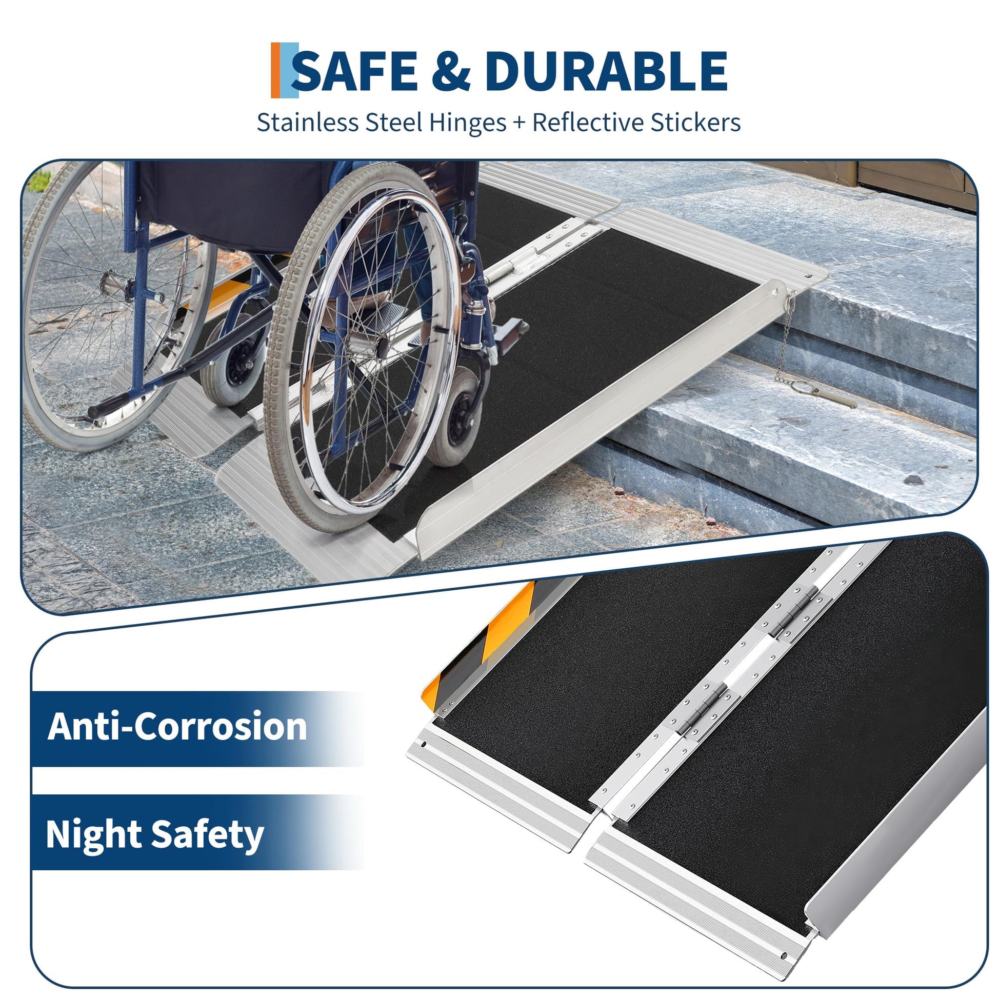Rampa per sedia a rotelle in alluminio Garvee da 2 piedi: rampa portatile leggera per gradini, soglie delle porte e auto con capacità di 600 libbre, ideale per sedie a rotelle, deambulatori e passeggini