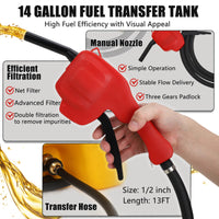 Serbatoio carburante Garvee da 14 galloni con pompa a sifone manuale e tubo in polietilene da 10 piedi con ruote per auto, ATV, barca, tosaerba