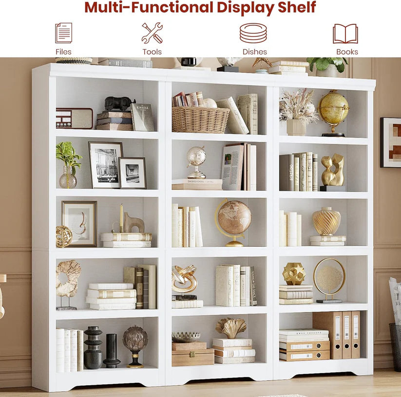 Garvee Libreria Rustica Alta 75" in MDF con 2-6 Ripiani Regolabili, Anti-Ribaltamento, Multiuso per Soggiorno e Studio, Design Elegante, Colore Neutro