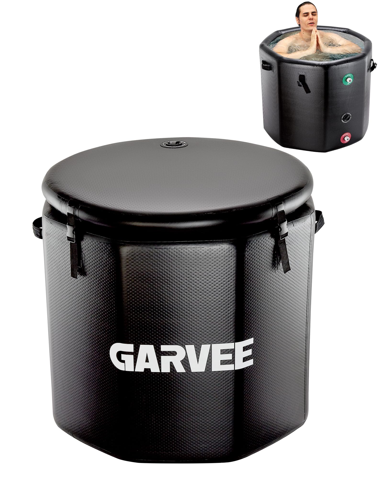 Vasca da bagno ghiacciata Garvee per atleti, 176 galloni, PVC di grado militare, coperchio isolato, portatile, per attività ricreative