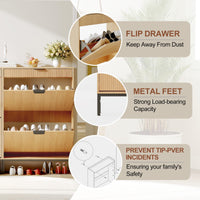 Scarpiera moderna Garvee con 3 cassetti a ribalta e 2 cassetti piccoli, ganci per corridoi stretti, appartamento, 31,5x9,45x52,36 pollici, legno fiammato