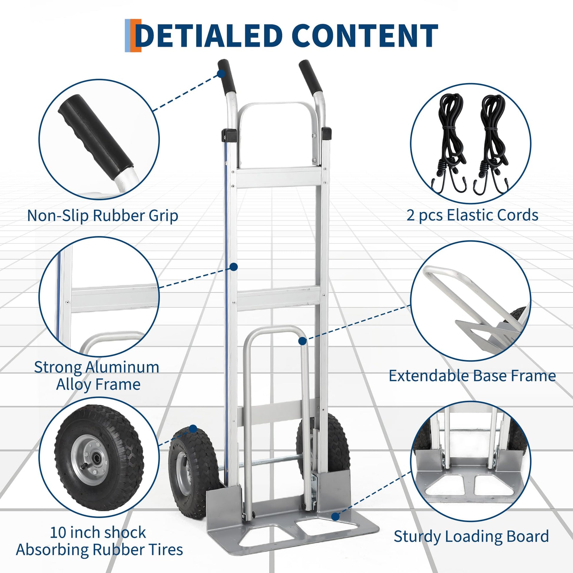 Carrello a Mano in Alluminio Garvee 272 kg - Base Estensibile, Pneumatici 25.4 cm, Leggero e Robusto per Festa del Papà, Casa e Magazzino