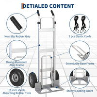 Carrello a Mano in Alluminio Garvee 272 kg - Base Estensibile, Pneumatici 25.4 cm, Leggero e Robusto per Festa del Papà, Casa e Magazzino