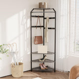 Armadio angolare Garvee con scarpiera e 12 ganci doppi per corridoio e ingresso, in legno, salvaspazio, robusto, organizer - Grigio