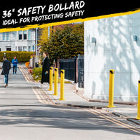 Garvee Safety Bollard 36 pollici in acciaio riflettente resistente alle intemperie per parcheggi e marciapiedi giallo