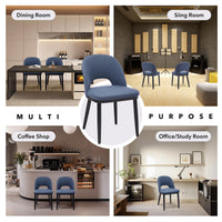 Set 2 posti pranzo imbottite Garvee - Tessuto moderno, schinale alto, seduta profonda - Struttura in legno, blu, cucina e caffetteria