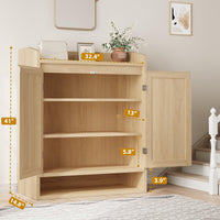 Garvee, moderno portascarpe in rattan con ripiani regolabili, in legno MDF, antipolvere per corridoio e soggiorno, 80,01 cm L x 40,01 cm W x 100,08 cm H, marrone boho e rustico